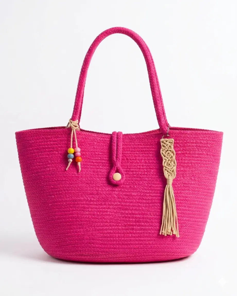 Summer Bloom Handcrafted Tote – Vibrant Fuchsia