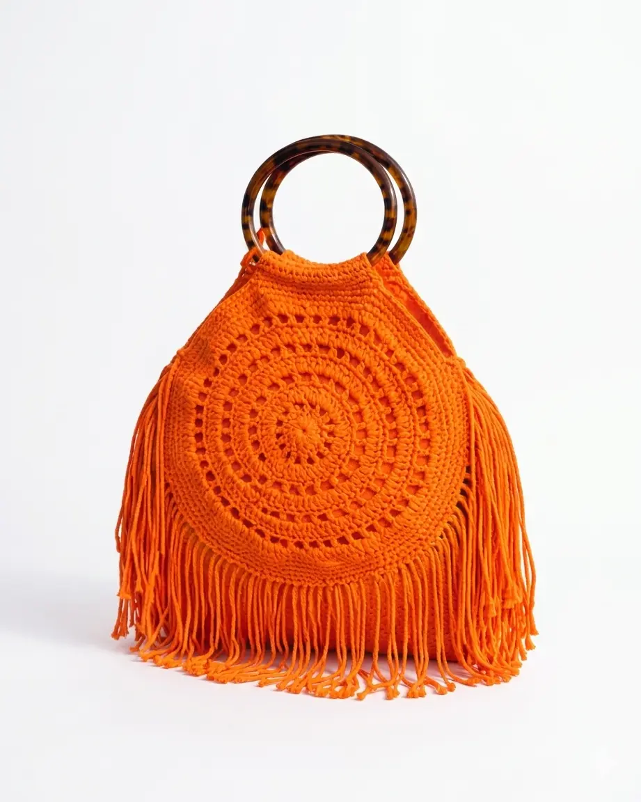 Tangerine Mandala Crochet Tote – Tortoiseshell Edition